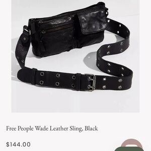 Free people Wade leather sling bag grommet strap